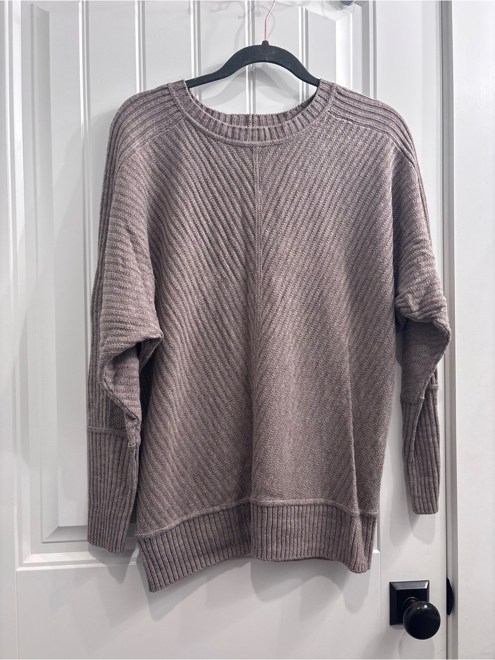 Worthington Taupe Diagonal Rib Crewneck Sweater